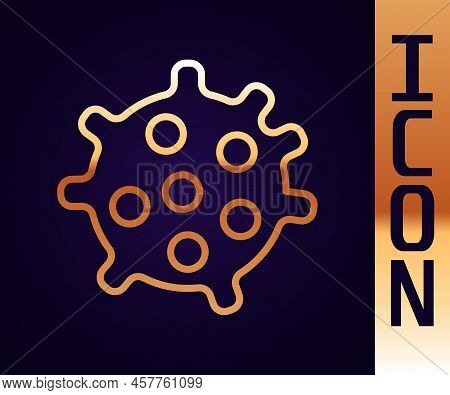 Gold Line Bacteria Icon Isolated On Black Background. Bacteria And Germs, Microorganism Disease Caus