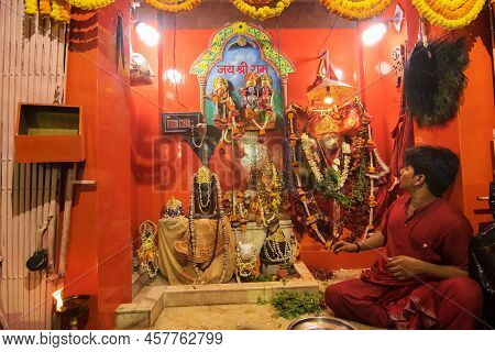 Kolkata, West Bengal, India - 5th July 2017 : Lord Hanuman Ji Temple At Kalighat. Famous Temple In K