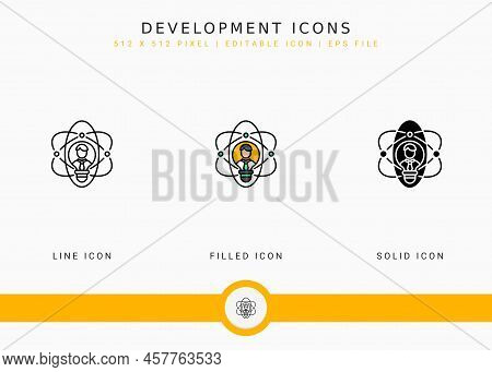 Development Icons Set Vector Illustration With Solid Icon Line Style. Personal Skill Expertise Conce