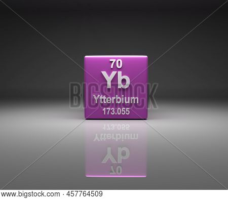 Cube With Ytterbium Number 70 Periodic Table, 3d Rendering