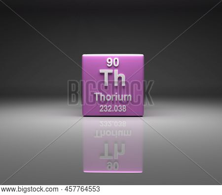 Cube With Thorium Number 90 Periodic Table, 3d Rendering