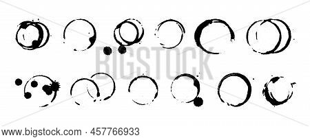 Grunge Stains Set. Coffee, Tea, Water Drops. Ink, Water, Paint Or Other Liquid Cup Stains. Design El