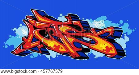 Red Abstract Urban Graffiti Street Art Word Lets Lettering Vector
