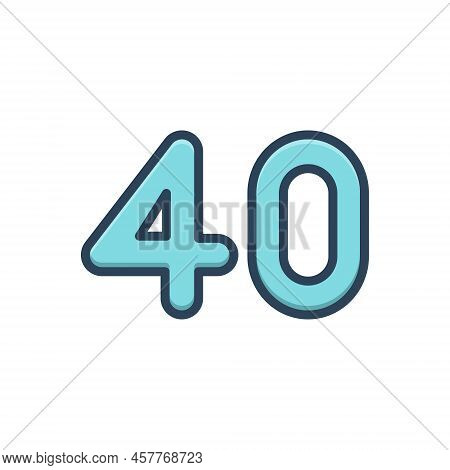 Color Illustration Icon For Forty Years Numerical Number Math Digit Mathematical Letter Coun