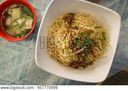 Mie Ayam Or Noodles Chicken Is Traditional Food From Indonesia, Asia Made From Noodle, Chicken, Chic