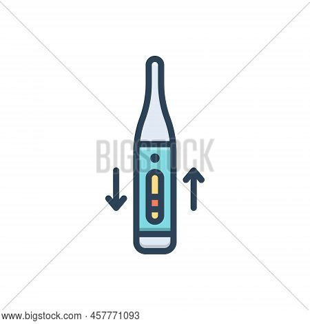 Color Illustration Icon For Normally General Usual Thermometer Common Generic Ordinarily Bottle