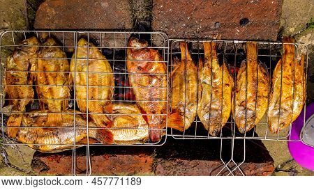 Grilled Fish, Grilled Fish Nile Tilapia Grilled On Hot Charcoal