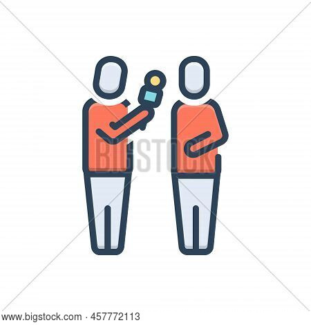 Color Illustration Icon For Reporter Journalist Blogger Announcer Interviewer Editor Columnist Inter