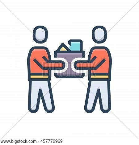 Color Illustration Icon For Receive Get Obtain Gain Enlist Accept Collect Pick-up Take Accept