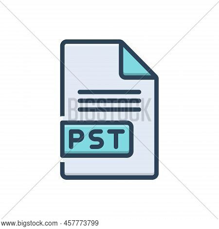 Color Illustration Icon For Pst File Document Folder Letter File-type Format Application Extension