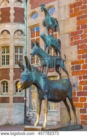 Sculpture Of Animals Called The City Musicians In Bremen, Germany