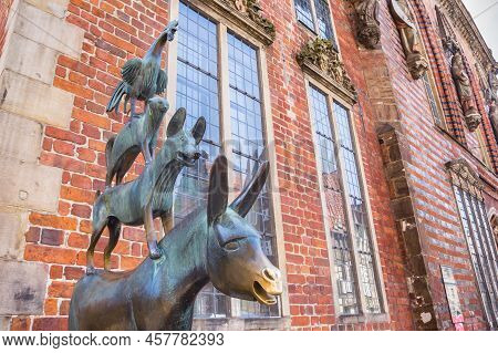 Sculpture Of Animals Called The City Musicians In Bremen, Germany