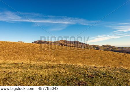 Lessini Mountains (monti Lessini) With The Small Village Of Campofontana, View From The Lessinia Pla