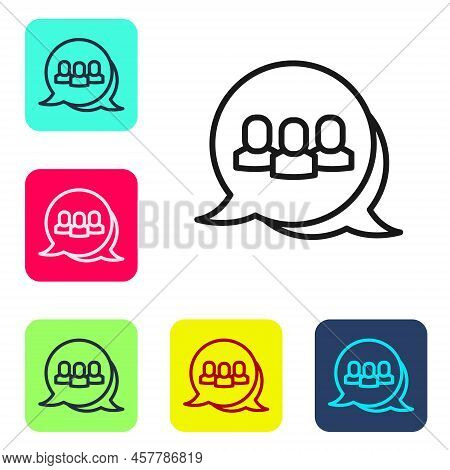 Black Line Project Team Base Icon Isolated On White Background. Business Analysis And Planning, Cons