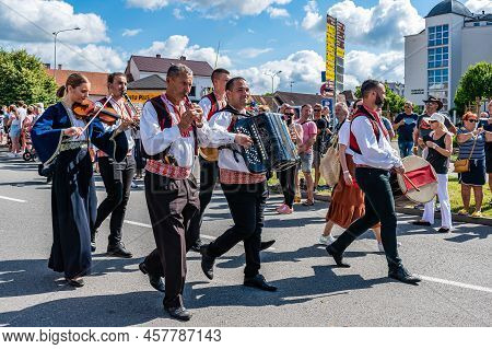 Straznice, Czech Republic - June 25, 2022 International Folklore Festival. Serbian Folklore Ensemble