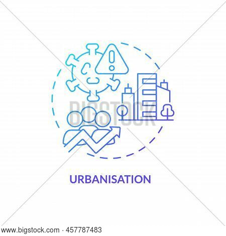 Urbanisation Blue Gradient Concept Icon. Virus Spreading. Reason For Increased Risk Of Pandemic Abst