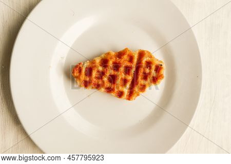 Croissant Waffle Or Croffle With Chocolate Sauce Served In Box And White Background