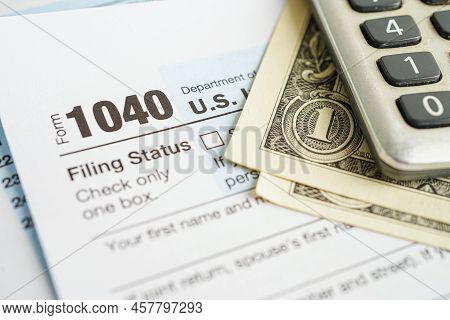 Tax Form 1040 U.s. Individual Income Tax Return, Business Finance Concept.
