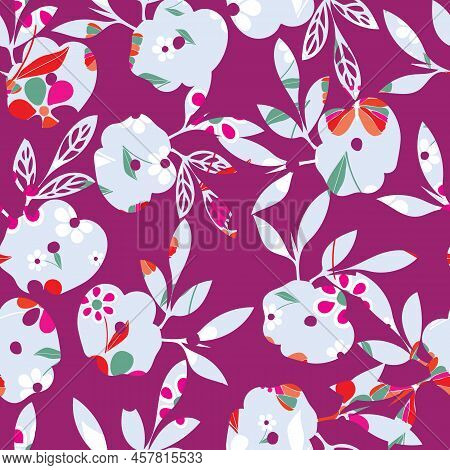Seamless Abstract Vintage Vector Flower Pattern Design Background.
