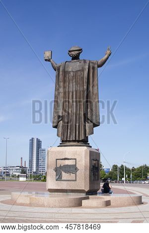 Minsk, Belarus-june 24, 2022: Monument To Francis Skaryna Belorussian First Printer, Educator, Human