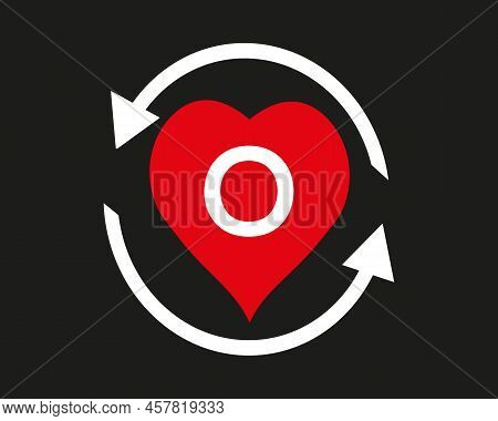O Vector Logo Icon With Love Shape And Aro Illustration Design Isolated Background Symbol