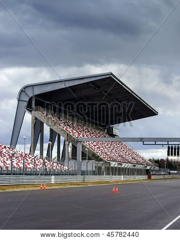 MOSCOW - April 24: Giant tribune of Moscow Raceway track on April 24, 2013 in Moscow Russia