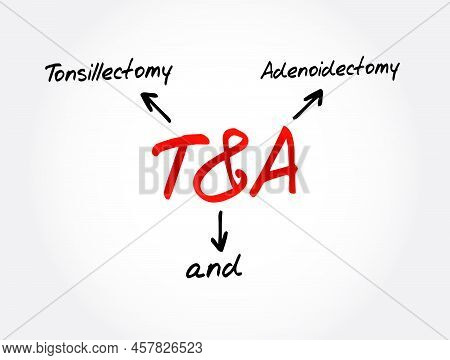 T And A - Tonsillectomy And Adenoidectomy Acronym, Concept Background