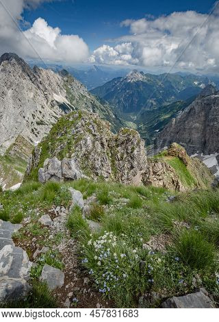 Between Italy And Austria: On The Top Of Mountain Near Volaia Lake Raunchkofer Mountain (lago Di Vol