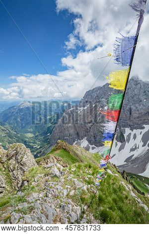 Between Italy And Austria: On The Top Of Mountain Near Volaia Lake Raunchkofer Mountain (lago Di Vol