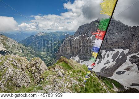 Between Italy And Austria: On The Top Of Mountain Near Volaia Lake Raunchkofer Mountain (lago Di Vol
