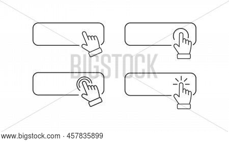 Hand Presses, A Button, A Banner Or A Link. A Set Of Vector Options For Websites And Applications. F