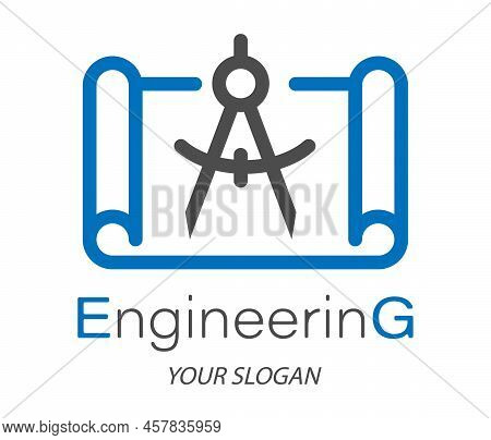 Engineering. Vector Template Of An Icon, Logo, Sticker Or Brand. Flat Style