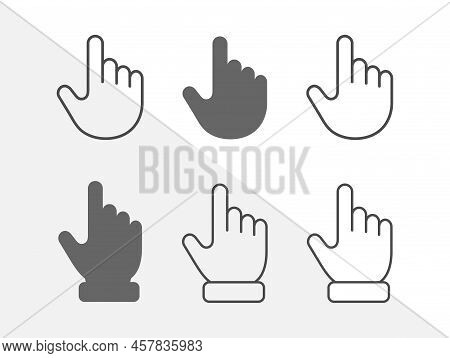 Hand Presses, A Button, A Banner Or A Link. A Set Of Vector Options For Websites And Applications. F