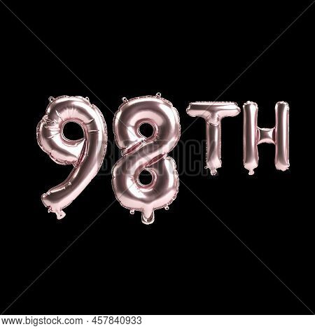 3d Illustration Of 98th Rose Balloons Isolated On Background