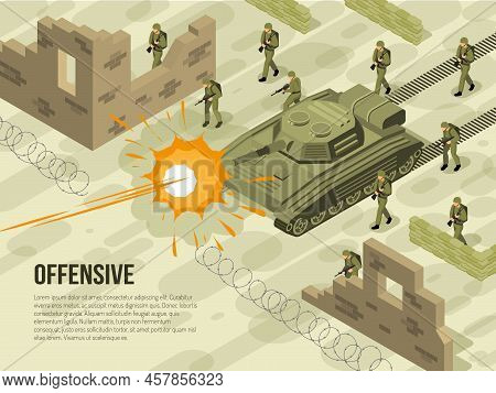 Military Vehicles Horizontal Background Composition With Editable Text Description And Images Of Sol