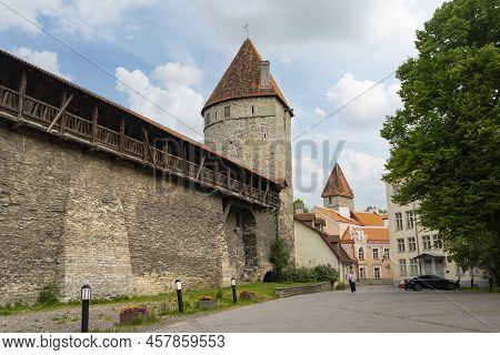 Tallinn, Estonia. July 2022.  View Of Nunna Torn And Kuldjala Torn Towers In The City Center