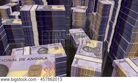 Angola Kwanza Money Banknotes Pack 3D Illustration