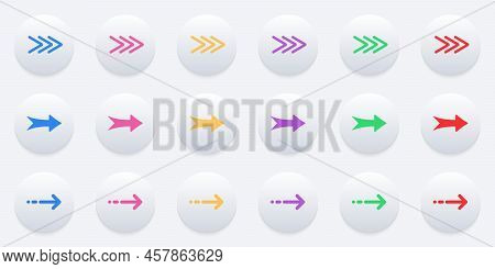 Colorful Arrow Digital Icon Set In Neumorphism Style. Direction, Navigation, Orientation, Download C