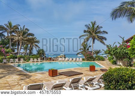 Santa Maria, Cape Verde - June 22. 2022: Pool At The Costline In Santa Maria Beach On Sal Island, Ca