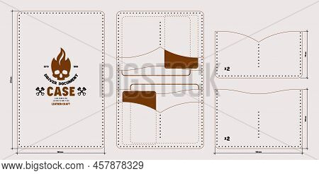 Leather Craft Sewing Pattern For Driver Document Case. Line Punch For Leather 5mm Pitch. Vector Illu