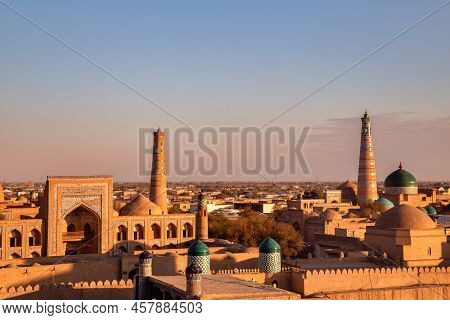Sunset View From Above On Itchan Kala Fortress, Khiva Old Town, Uzbekistan