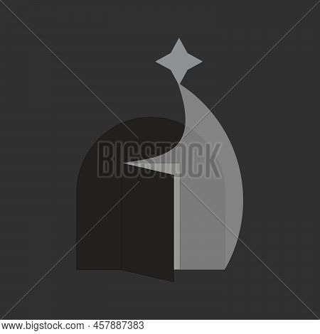 Star And House Logo Template. Real Estate Illustration. Star Of Bethlehem. Starlight Into House Icon