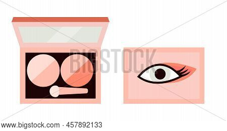 Eye Shadow In Two Types, Palette, Eye Makeup, Shadow Brush, Attractive Look, Women's Cosmetics, Deco