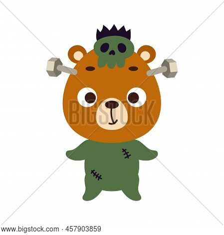 Cute Little Halloween Bear In A Monster Costume. Cartoon Animal Character For Kids T-shirts, Nursery