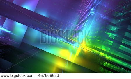 Digital Space Abstract Glowing Background. Digital Technologies, Data Transmission, Cloud Computing.