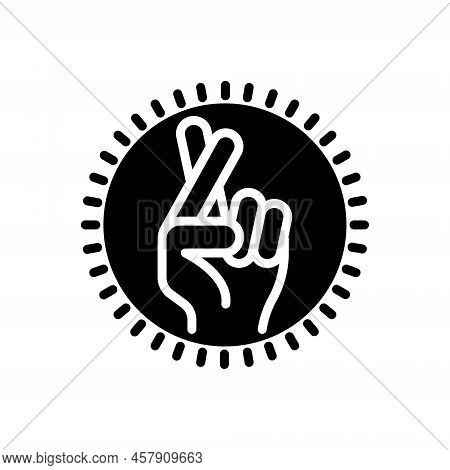 Black Solid Icon For Lie Falsehood Gag False Deceit Deception Luck Finger Promise Belief