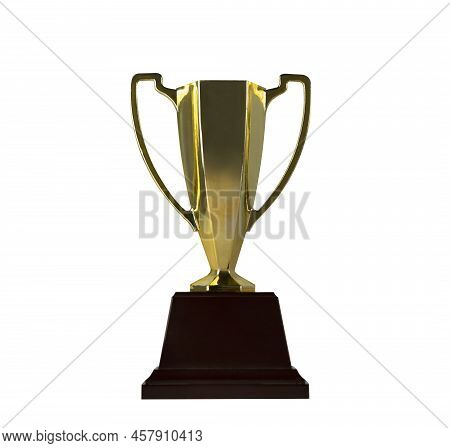 Brass Steel Trophy, Dual Handle Neo-classic, Isolated On White. Trophy Is A Tangible, Durable Remind