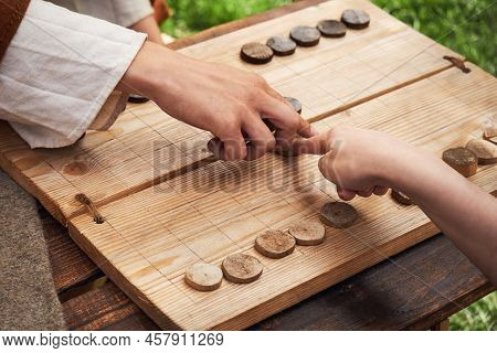 Ludus Latrunculorum, Or Latrunculi, Is An Ancient Roman Strategy Game. Reconstruction Of Board Games