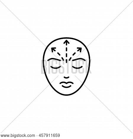 Face Procedure On Forehead, Medical Beauty, Line Icon. Facelift, Aesthetic Contour, Smoothing Wrinkl