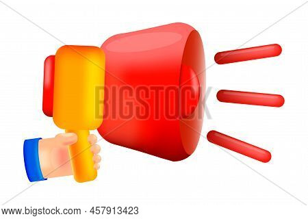 Speaker In Cartoon Style. Attention, News. Vector Illustration. Stock Image.